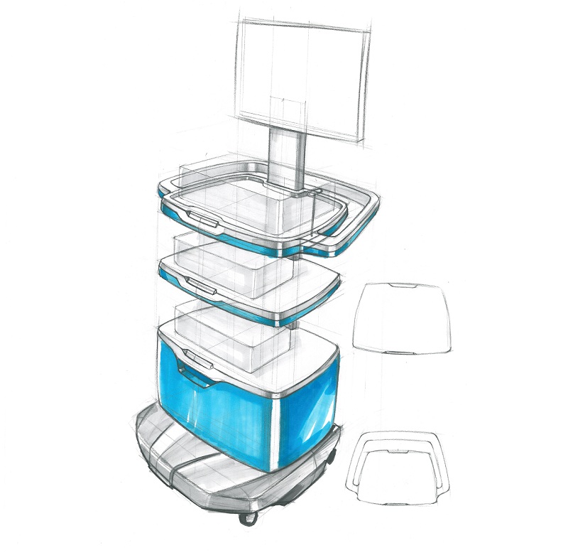 醫療器械一體化推車手繪設計