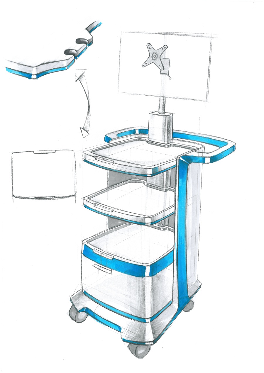 醫療器械一體化推車手繪設計